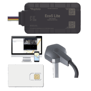 RUPTELA ECO5LITEKITFUEL2 – Rastreador Vehicular y Monitoreo de Flota / BLE 5.0 y GNSS / LTE CAT1 y LTE-M con Respaldo 2G / GNSS U-blox / IP54 / -20 °C a +40 °C / Acelerómetro de 3 Ejes / 9-32 V / Batería Interna