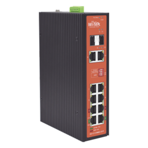 WI-TEK WI-PS310GF-I-V2 – Switch PoE Industrial / 8 Puertos Gigabit + 2 SFP Combo / Extensión 250 m (820 ft) / PoE 300W / Protección 6 kV / -40°C a 80°C / Alimentación Dual 12-57 VCC