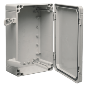 HOFFMAN Q604018ABI – Gabinete Industrial Tipo 4X / 600 x 400 x 180 mm (23.62 x 15.75 x 7.09 in) / ABS / IP66 / Tapa Opaca con Tornillos / Rieles Internos Ajustables / RAL 7035
