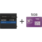 TELTONIKA RUT901+5GBYOBI – Router Celular Industrial / 4G LTE Cat 4 / 150 Mbps / Wi-Fi 2.4 GHz / 4 Puertos Ethernet / -40°C a 75°C / Gestión RMS Remota