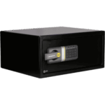 YALE-ASSA ABLOY MX86977 – Caja Fuerte Electrónica Residencial / Código 3-8 Dígitos / Llave de Emergencia / Puerta Acero Reforzado 2 Bulones / Bloqueo 5 Minutos / Alimentación 4 Pilas AA / LED Estado