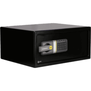YALE-ASSA ABLOY MX86977 – Caja Fuerte Electrónica Residencial / Código 3-8 Dígitos / Llave de Emergencia / Puerta Acero Reforzado 2 Bulones / Bloqueo 5 Minutos / Alimentación 4 Pilas AA / LED Estado