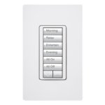 LUTRON ELECTRONICS RRDW6BRLWH – Botonera de Pared Inalámbrica / 6 Botones con Subir/Bajar / Retroiluminada / RF 431-437 MHz / 120 V / Instalación en Caja Estándar
