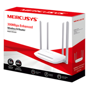 Mercusys MW325R – Router Inalámbrico N / 300 Mbps / 2.4 GHz / 1 Puerto WAN 10/100 Mbps / 3 Puertos LAN 10/100 Mbps / 4 Antenas 5 dBi
