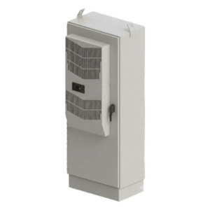 HOFFMAN T843044FTTXDASA – Gabinete para Exterior Tipo 4X Doble Puerta de 43 UR / Aluminio Soldado / 2134 x 762 x 1118 mm (84 x 30 x 44 in) / Exterior IP66 / Montaje Almohadilla / Aire de Precisión / Gris RAL 7035