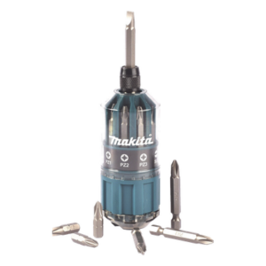 MAKITA B43000 – Desarmador manual / 18 puntas intercambiables / Phillips PH2-PH5 / Pozidriv PZ1-PZ3 / Planas SL4-SL6 / Acero cromado vanadio
