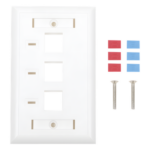 LINKEDPRO BY EPCOM LP-FP-23 – Placa de Pared / 3 Puertos Keystone / Espacio para Etiqueta / 70 x 115 mm / 2.75 x 4.52 in / Blanco