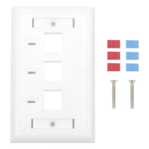 LINKEDPRO BY EPCOM LP-FP-23 – Placa de Pared / 3 Puertos Keystone / Espacio para Etiqueta / 70 x 115 mm / 2.75 x 4.52 in / Blanco