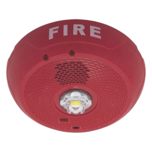SYSTEM SENSOR PC2RLED – Sirena con Estrobo LED / 2 Hilos / Techo / 24 Vcd / Candela Seleccionable hasta 177 cd / Puntos de Prueba DVM / Color Rojo