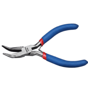 DONGCHENG D070605 – Pinza de Punta Curvada / 5 Pulgadas / Mango Ergonómico Bicolor / Acero al Carbono / Resorte de Retorno Integrado