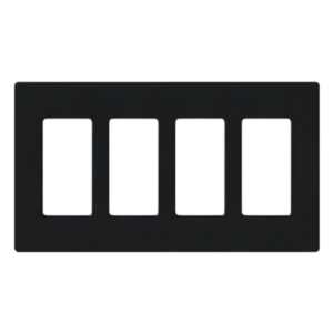 LUTRON ELECTRONICS CW4-BL – Placa de pared Claro / 4 espacios (4-gang) / sin tornillos visibles / 213 x 119 x 7.6 mm / negro brillante / para Maestro, Diva, Skylark y Pico
