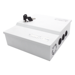 EPCOM POWERLINE PLK12DC16ABK – Fuente de poder profesional de 12 Vcc @ 16 A / para 16 cámaras / Con capacidad de batería de respaldo / Requiere batería / Voltaje de entrada de 96-264 Vca