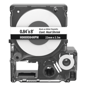 PANDUIT H000X084HPM – Casete de Etiquetas Termocontráctiles / Poliolefina 2:1 / 21.3 mm (0.84') Ancho / 2.4 m (7.87') Largo / Rango 8-1 AWG / Blanco