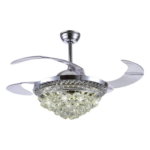 JWJ JLV-041 – Ventilador de Techo con Luminario LED / 110 V CA 50/60 Hz / 88 W / 4500 lm / 3 Temperaturas de Color 2700-4000-6500 K / 1075 mm (3.5 ft) / 6 Velocidades / No Regulable
