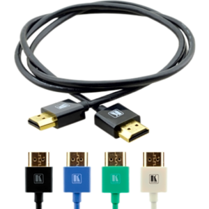 KRAMER C-HM/HM/PICO/BK-3 – Cable HDMI Ultra Delgado Alta Velocidad con Ethernet | 4K@60Hz (4:4:4) | 18Gbps | Conector HDMI Delgado 16 mm (0.63 in) | Radio de Curvatura 36 mm (1.42 in) | Triple Blindaje | Conectores Chapados en Oro 24K | 0.9 m | Negro