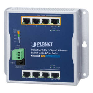 PLANET WGS-804HP – Switch Industrial No Administrable / 8 Puertos Gigabit / 4 Puertos PoE+ 802.3at / 120 W / Montaje Múltiple / Alimentación Dual con Failover