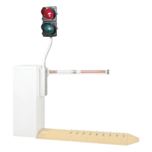 DKS DOORKING 1603-222 – Semáforo LED para Barrera / Rojo/Verde / 12 VDC / Poste 35' (114.8 ft) / Cable 6 ft (19.7 ft) / Sincronización con Ciclo de Barrera
