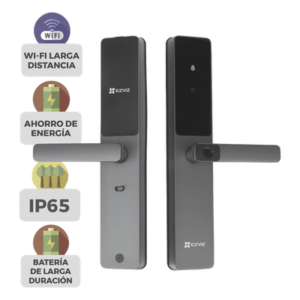 EZVIZ CS-DL05-R200 – Cerradura Inteligente / Wi-Fi y Bluetooth / Huella y Tag / IP65 / -25°C a 70°C / 8 Baterías AA