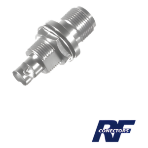 RF INDUSTRIES,LTD RFN-1023-5 – Adaptador RF / N Hembra a BNC Hembra / Montaje Chasis Doble D Plano / Bronce Niquelado / Contacto Oro / Aislante Teflón