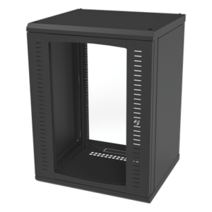 LINKEDPRO BY EPCOM SR-1916-GFP – Gabinete para Montaje en Pared, Puerta de Cristal Templado, Cuerpo Fijo con Rack 19" de 16 Unidades