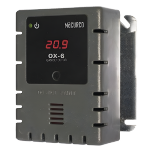 MACURCO - AERIONICS OX-6 – Detector y Controlador de Oxígeno / Rango 0-25% v/v O2 / Salida 4-20 mA / Cobertura 116.8 m² (1,257 sq ft) / Relé de Ventilador 5 A / UL 61010-1 ETL