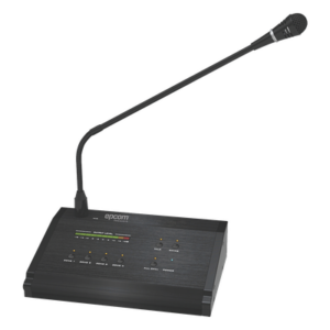 EPCOM PROAUDIO SF-4012 – Micrófono de Voceo / 4 Zonas / Comunicación 1 km (3280.8 ft) / Conexión RJ45 / Medidor de Nivel 10 Segmentos / Alimentación 24V DC