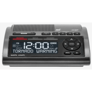 MIDLAND WR400 – Radio de Alerta Meteorológica / 7 Canales NOAA y Environment Canada / Sirena 85 dB / 25 Ubicaciones Programables / Reloj Dual / Carga USB