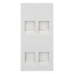 SIMON SM-FP-4-KEY – Placa Plana de Voz y Datos con Guardapolvo / 4 Puertos Keystone / Color Blanco / 108 x 52 mm / 5 mm Profundidad / Compatible Cajas Pavimento
