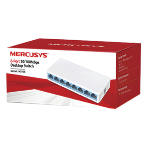 Mercusys MS108 – Switch de Escritorio / 8 Puertos 10/100 Mbps / Capacidad de Conmutación 1.6 Gbps / Sin Ventilador / Plug and Play