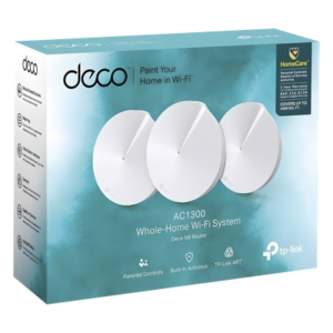 TP-LINK DECOM5-3PACK – Kit Mesh Wi-Fi 5 / AC1300 Mbps / 2 Puertos Gigabit WAN/LAN / 4 Antenas Internas MU-MIMO / App Deco iOS/Android / HomeCare