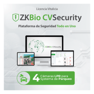 ZKTECO ZKCVPARKP4 – Licencia de Software / 4 Carriles de Estacionamiento / Reconocimiento de Placas LPR / Control de Acceso Vehicular
