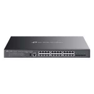 TP-LINK SG5428XMPP – Switch Administrable L3 SDN / 24 Puertos PoE Gigabit / 4 SFP+ 10G / Presupuesto PoE 720W / Ruteo RIP VRRP / Fuente Redundante / 128 Gbps