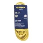 SURTEK SYS-136040 – Extensión Eléctrica de Uso Rudo / Doble Aislamiento / 2 m (6.6 ft) / Calibre 16 AWG / 127 VCA 10 A / NEMA 1-15P