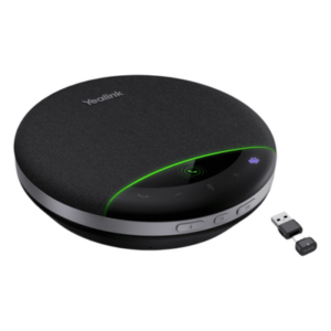 YEALINK SP96-WITH-DONGLE-USB-C/A – Altavoz de Conferencia Bluetooth / 6 Micrófonos con IA / Alcance 30 m (98.4 ft) / Daisy Chain Inalámbrico / Autonomía 35 h / Pantalla LCD