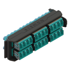SIEMON LVA24-LCQ-BC-A – Placa Acopladora / 12 Conectores Dúplex LC/UPC / 24 Fibras Multimodo OM3/OM4 / Sin Shutter / Alta Densidad