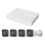 HiLook by HIKVISION KIPH4B/2MP – Kit de Videovigilancia IP / 2 Megapixel / NVR 8 Canales con 8 Puertos PoE+ / 4 Cámaras Bala para Exterior / IR 30 m (98.4 ft) / Compresión H.265+