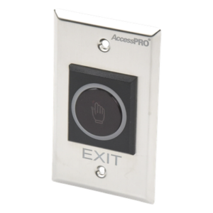 ACCESSPRO ACCESSK1 – Botón de Salida Sin Contacto / Sensor IR 4 a 15 cm / Acero Inoxidable / Contactos NO/COM/NC / 12 VDC / IP para Ambientes Higiénicos