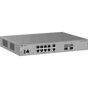 RUIJIE RG-CS61-10GT2MS-P – Switch Capa 3 / 10 Puertos Gigabit PoE+ / 2 Puertos SFP 2.5GE / Capacidad de Conmutación 30 Gbps / PoE Budget 125 W / Diseño sin Ventilador / Protección contra Sobretensiones 10 kV / VSU / OSPF / RIP / Línea Cybrey