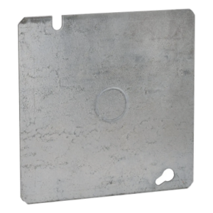 RACO HUB-833 – Tapa Cuadrada Plana / Acero Galvanizado / 4.75 x 4.75 in / Entrada 1/2 in / UL Listed