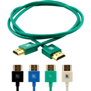 KRAMER C-HM/HM/PICO/GR-10 – Cable HDMI Ultra Delgado Alta Velocidad con Ethernet | 4K@60Hz (4:2:0) | 18Gbps | Conector HDMI Delgado 16 mm (0.63 in) | Radio de Curvatura 36 mm (1.42 in) | Triple Blindaje | Conectores Chapados en Oro 24K | 3 mts | Verde