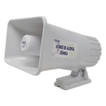 YONUSA YAS-SIR – Sirena de Alertamiento Sísmico / Emisión Oficial 150 s / Alcance 25 m (82 ft) / Potencia 30 W / Compatible Módulos YASWIFI y YASMOD / Alimentación 12-14 VDC
