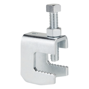 INDEX SUTL-14-034 – Mordaza de Acero Fija / Varilla Roscada 1/4" / Viga hasta 3/4" / Resistencia 570 kg / Par de Instalación 17 Nm