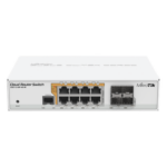 MIKROTIK CRS112-8P-4S-IN – Switch PoE Administrable L3 / 8 Puertos Gigabit RJ45 / PoE 802.3af/at y Pasivo / 4 Puertos SFP 1 Gbps / 160 W / 12 Puertos Independientes