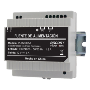 EPCOM POWERLINE PLI-12-DC-5A – Fuente Industrial / Entrada 100-240 VCA / Salida 11.2-14.2 VCC / 5 A / Eficiencia >83% / -20°C a 45°C / 97x87x54.5 mm
