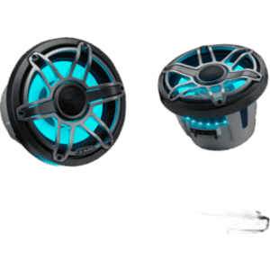 JL AUDIO 10-03099-00 – Bocinas Náuticas Coaxiales 8.8" / 125 W RMS / 90.5 dB / 38 Hz-20 kHz / 4 Ω / LED Transflective™ / Rejilla Deportiva Titanio / Marino