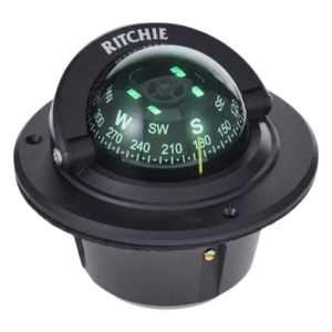 RITCHIE F-50 – Brújula Marítima Empotrada / Dial 70 mm / Iluminación Nocturna Verde / Montaje Flush / Movimiento Zafiro / 100% Reparable