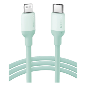 UGREEN 20308 – Cable USB-C a Lightning / Certificado MFi / 1 Metro (3.28 Pies) / Carga Rápida PD 20W / Sincronización 480 Mbps / Silicona y TPE / Verde