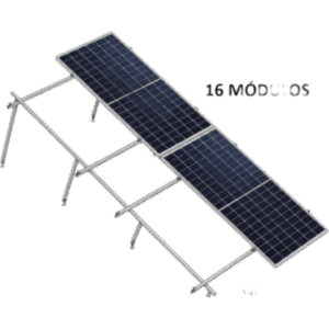 BASEL KITBASEL2X8 – Sistema de Montaje Solar / 8 Módulos 645W / 5.16 kWp / Configuración 2x4 / Losa Plana / Resistencia Viento 170 km/h / Rieles N-S 4.72 m (15.5 ft) / Inclinación 22°