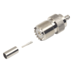 RF INDUSTRIES,LTD RFU-527 – Conector UHF Hembra / SO-239 / Anillo Plegable / Cable RG-58/U y RG-142/U / Níquel y Plata / Delrin
