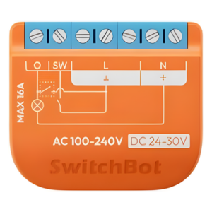 SWITCHBOT SWITCHBOTRELSW1PM – Interruptor Inteligente / Control On-Off / Medición de Consumo / Wi-Fi + BLE / AC 16 A / DC 10 A / Matter / 42x36x16 mm